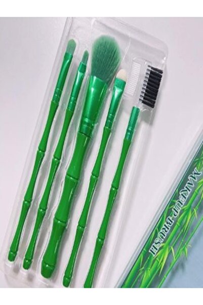 newnet М'ятно-зелений набір з 5 пластикових пензликів для макіяжу в стилі бам...