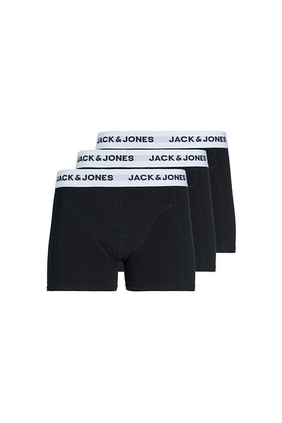 Jack & Jones طقم بوكسر أسود للرجال - 3 قطع، شريط مطاطي، تفاصيل الشعار12213629