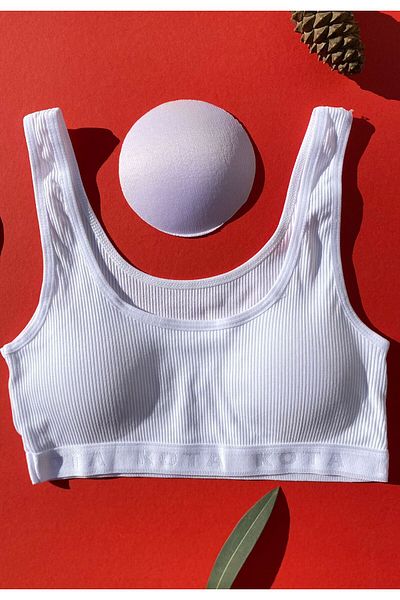 VicTroy White, Black and Gray Camisole 3-Piece Padded Half Tank - Bluish Color, M=70-75, L=80-85, Xl=90-95