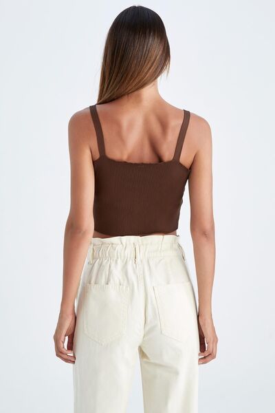 DeFacto Y0499az22wn Model Strapless Fitted Ribbed Tank Top