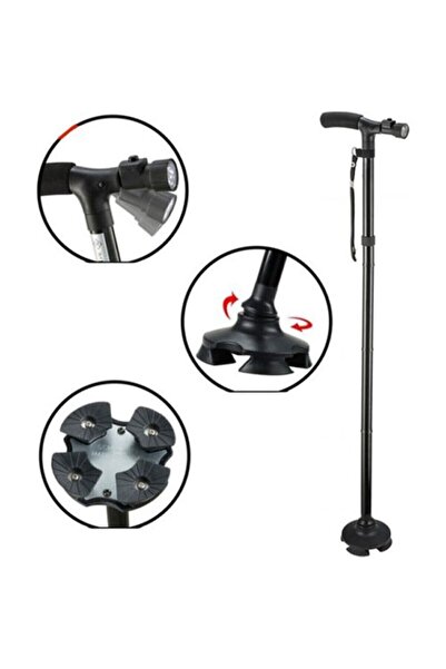 Genel Markalar Işıklı Baston - Trusty Cane 4 Ayaklı Katlanabilir Baston