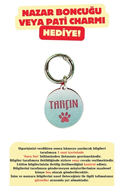 JesPawty Beyaz Aynalı Yuvarlak Isimli Kedi Köpek Künyesi ( Kendi Künyeni Tasarla )