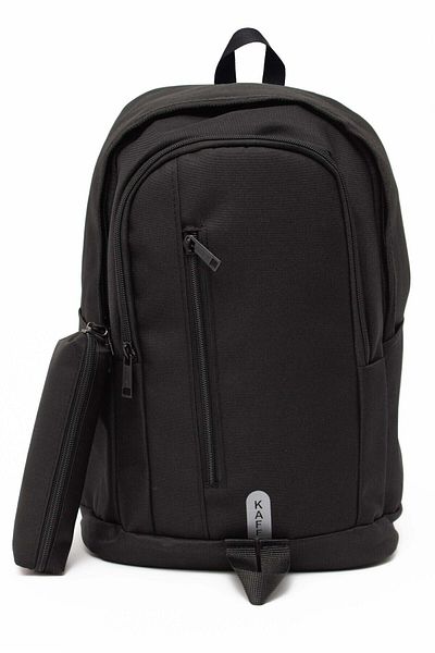 KAFF Unisex Black Multi-Compartment Laptop Sports Travel Daily School Backpack with Pen Holder - 00510