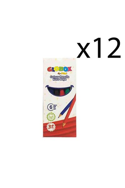 Globox 6-Color Dry Crayons - Short 12 Pieces