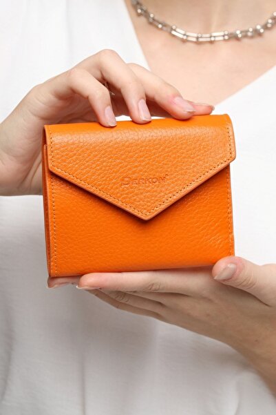 DERKON Γυναικείο πορτοφόλι Zoe Small Orange από γνήσιο δέρμα
