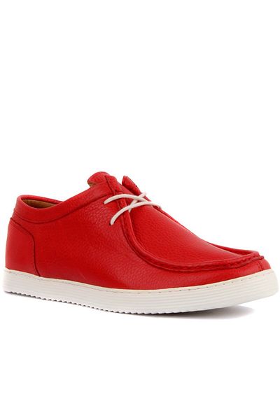 SailLakers - Red Leather Men's Casual Shoes
