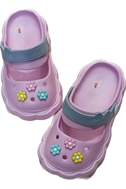 AkınalBella kız çocuk pembe-gri hafif taban terlik sandalet