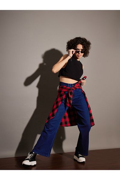 Sassafras By Styli High Rise Straight Fit Jeans