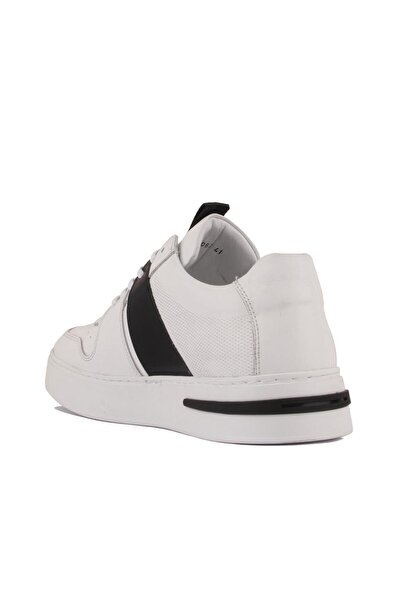 SailLakers - Λευκά δερμάτινα ανδρικά παπούτσια casual με κορδόνια 101-8062-H1280E