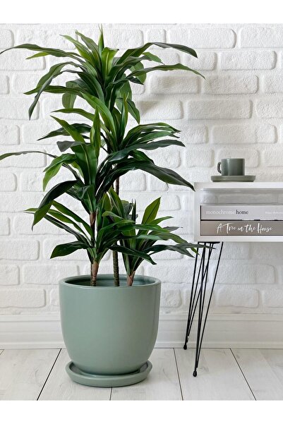 odka 10litre Saksı Tabaklı Çap: 25cmx Yükseklik: 23cm Mint Yeşili