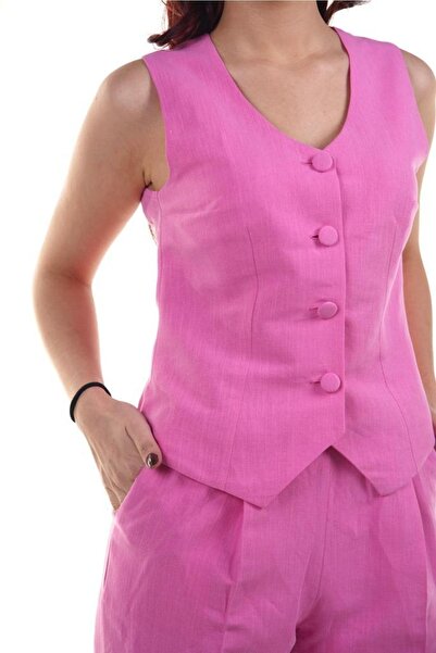 LOVELİXİR Pembe Rengi Keten Yelek