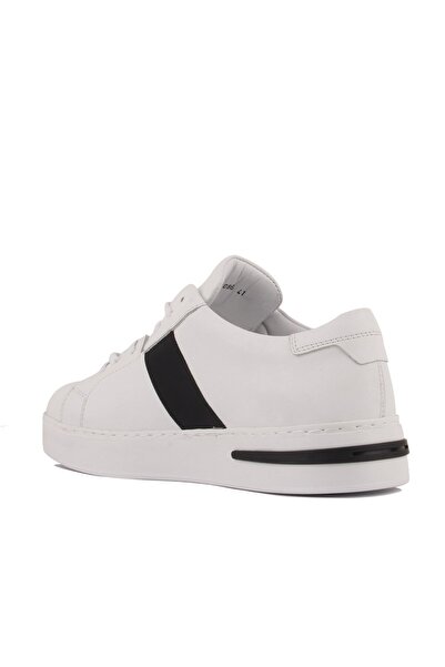 SailLakers - Λευκά δερμάτινα ανδρικά παπούτσια casual με κορδόνια 101-8086-H1280E