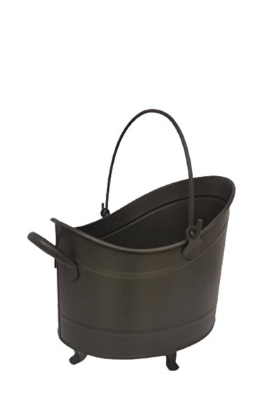 ESOSHHOME Dekoratif Ayaklı Oval Odun & Kömür Kovası 35 Cm Siyah