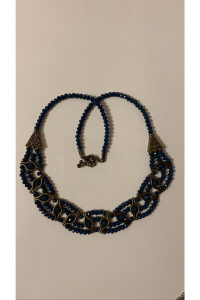 MISS GOLDEN Dark Blue Crystal Stone Copper Necklace Bead Gift