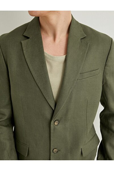 Koton Men's Slim Fit Blazer Jacket - Buttoned and Fleto Pocket Detail 4SAM50039HW