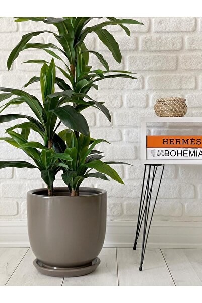 odka 10litre Saksı Tabaklı Çap: 25cmx Yükseklik: 23cm Vizon Renk