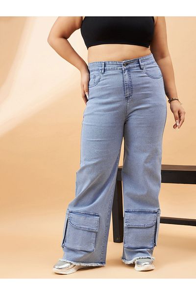Sassafras By Styli Plus Blast Hem Pockets Straight Jeans