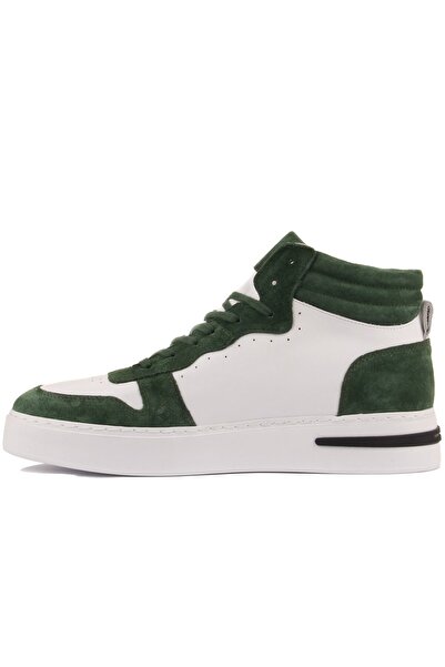 SailLakers - Λευκό δέρμα, πράσινο σουέτ με κορδόνια casual παπούτσια 102-8015-H1280