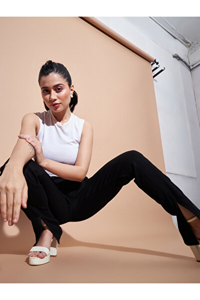 Sassafras By Styli Mid Rise Skinny Fit Jeans with Front Split