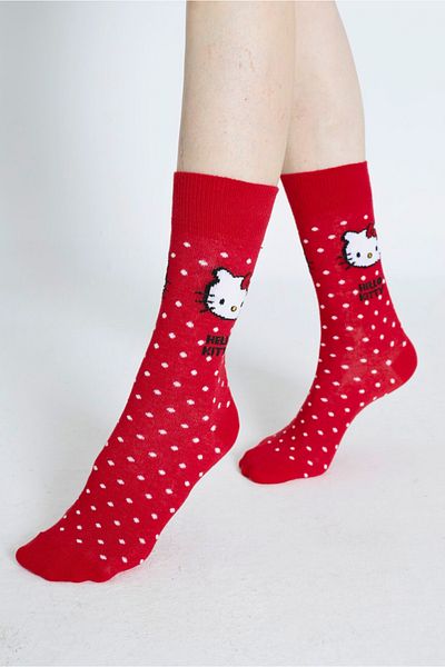 Hello Kitty Red Polka Dot Patterned Socks - ROZ-121/3