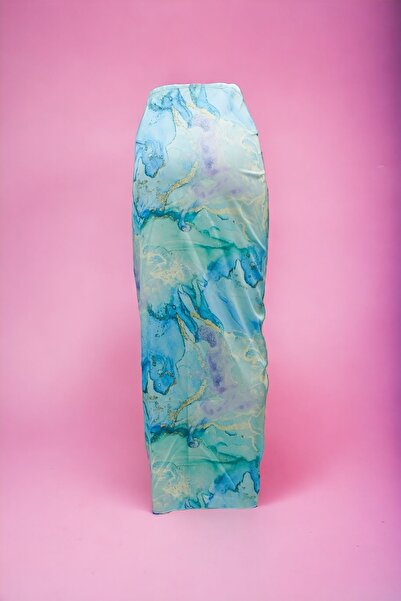 pistore New Season - Turquoise Smoke Patterned Satin Women's Beach Dress Long Pareo