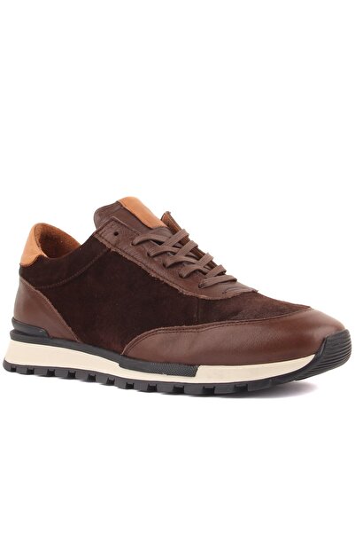 SailLakers - Καφέ σουέτ δερμάτινα ανδρικά παπούτσια casual με κορδόνια 101-3609-71416