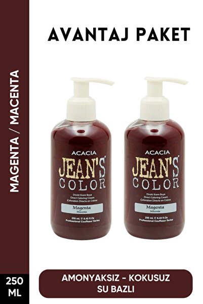 jeans color Amonyaksız Macenta Renkli Saç Boyası 250 Ml x2 Adet Kokusuz Su Ba...