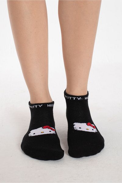 Hello Kitty Licensed Patterned Black Core Short Socks - ROZ-122/1