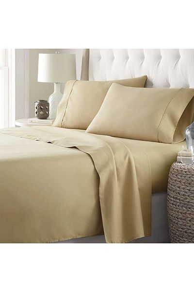 Orange Bed & Bath Cotton Sheet Set 3 Pieces 300 Stitches-200 × 198 + 38 cm-Beige