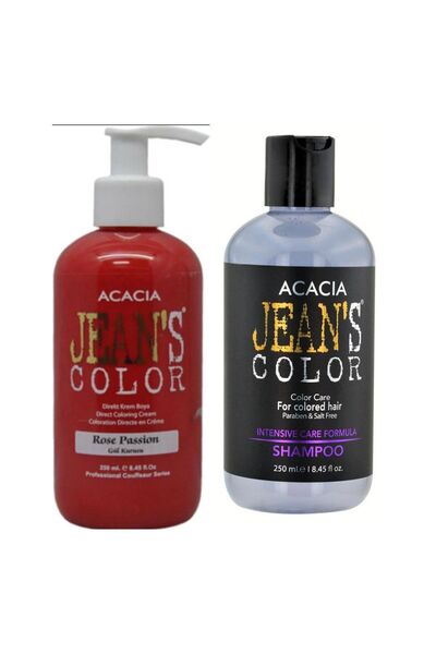 Acacia Jeans Color Boya Koruyucu Şampuan 250 Ml Ve Renkli Saç Boyası Gül Kuru...