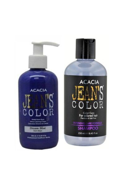 Acacia Jeans Color Boya Koruyucu Şampuan 250 Ml Ve Renkli Saç Boyası Mavi Rüy...