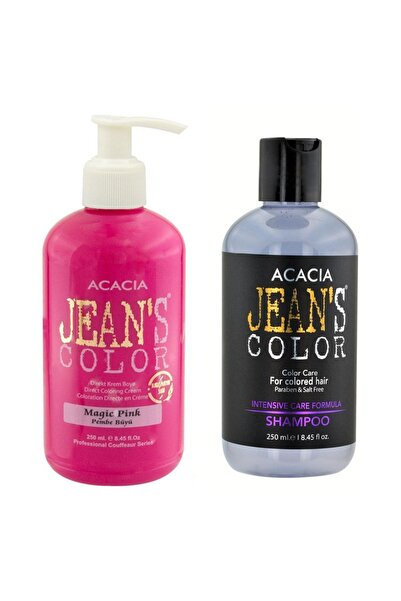 Acacia Jeans Color Boya Koruyucu Şampuan 250 Ml Ve Renkli Saç Boyası Pembe Bü...