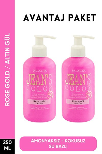 jeans color Amonyaksız Altın Gül Renkli Saç Boyası 250 Ml x2 Adet Kokusuz Su ...