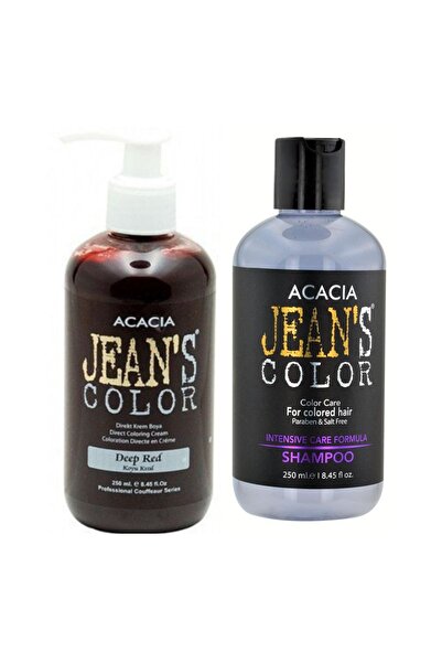 Acacia Jeans Color Boya Koruyucu Şampuan 250 Ml Ve Renkli Saç Boyası Koyu Kız...