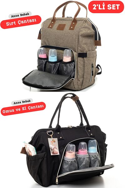 Sahra Baby Elite Care Bag Set of 2 - Luxus Backpack and Elegance Shoulder Bag