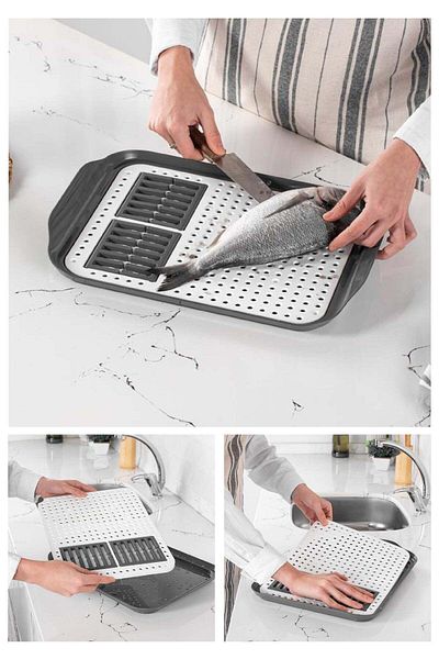 Viwares Abtropfgestell 2 in 1 Abtropfgitter für Küchen Spüle Ablage Teller Gläser & Lebensmittel