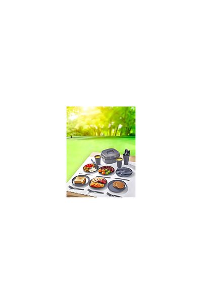Eynel 6-Person Picnic Set - 32 Pieces Plastic Cup and Spoon Knife Dinner Breakfast Set