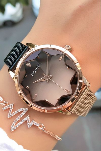 Homies HOMİES BRANDY COLOR CORN CORD WRIST WATCH WITH BRACELET GIFT