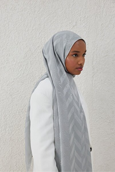 VALORSCARF Ασημί γκρι ζακάρ σάλι - μοτίβο ψαροτούρας