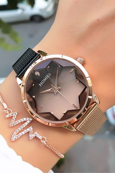 Homies HOMİES BRANDY COLOR CORN CORD WRIST WATCH WITH BRACELET GIFT