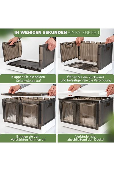 Viwares Faltbare Aufbewahrungsbox mit Deckel - 2 Stapelbare Aufbewahrungsboxen