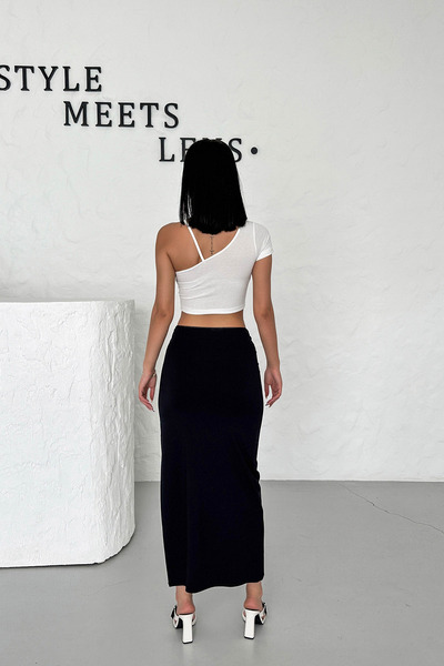 Babushka Fusta neagră cu fante midi