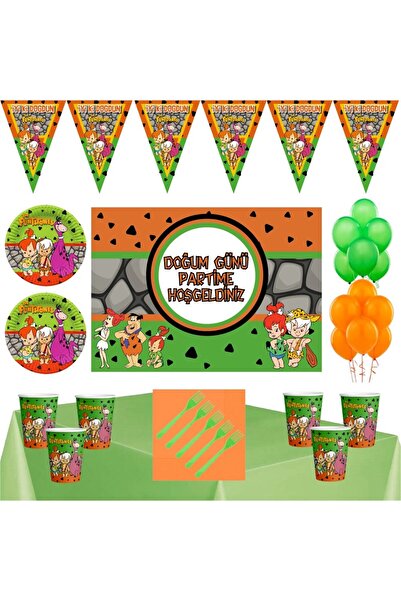 Parti Furyası Taş Devri Bambam ve Çakıl  Tema 16 kişilik afişli parti seti