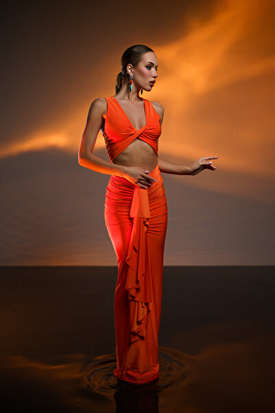 Gira official Orange Maxi Dress - Cut Out Detail