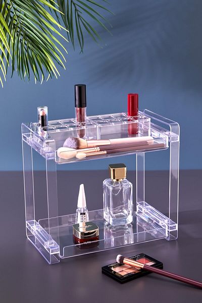 ASlife Home 2-Tier Bathroom Makeup Organizer - Shelf Stand Lipstick Organizer
