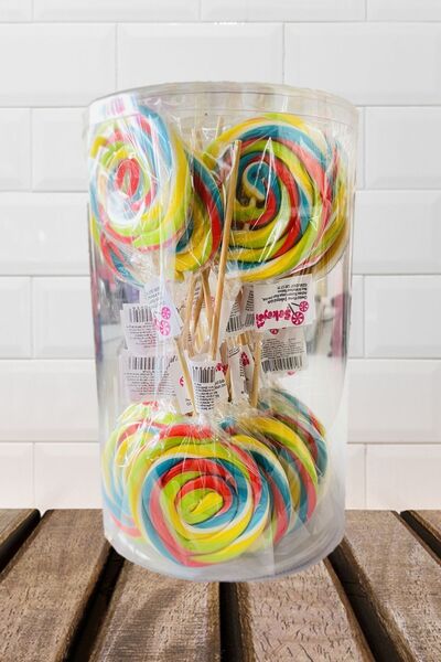 şekeyci Büyük Yuvarlak Çubuklu Lolipop 20gr Sosyete Şekeri 20'li Paket Renkli