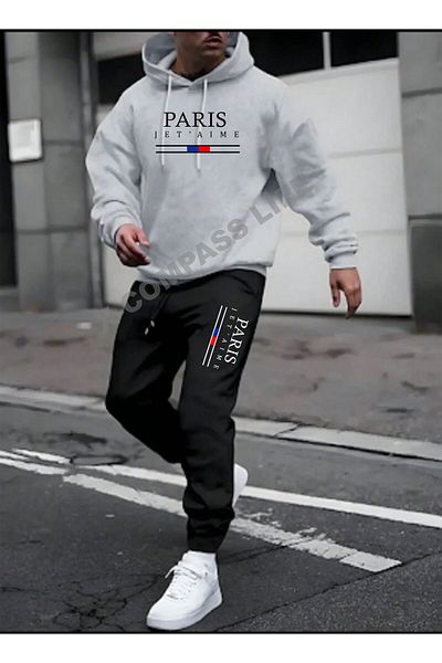 x-compass life Paris Printed Unisex Hooded Tracksuit Set - Colorful