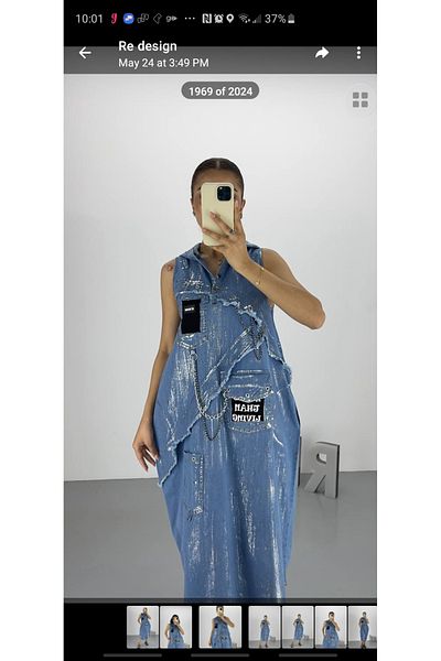 RE DESIGN Denim Dress - Foiled Detail