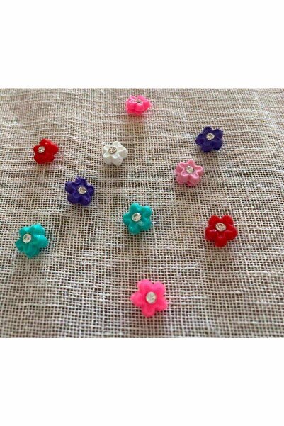 Bukle Tasarım Toka Colorful Flower Hair Beads 10pcs