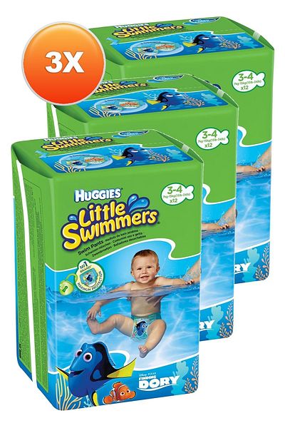 Huggies 7-15 Kg Baby Diapers - Size 3-4, 12 Pieces Triple Set